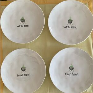 Rae Dunn Halloween “Witches Brew” Plates • Set Of 4 • NEW